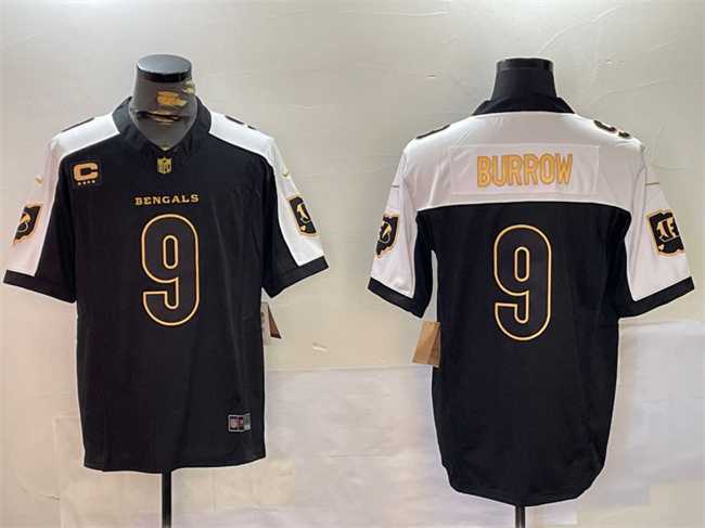 Men's Cincinnati Bengals #9 Joe Burrow Black Gold 2024 F.U.S.E With 4-Star C Patch Limited Stitched Jersey Dzhi,We sell and wholesale Men's Cincinnati Bengals #9 Joe Burrow Black Gold 2024 F.U.S.E With 4-Star C Patch Limited Stitched Jersey Dzhi on line form chian!